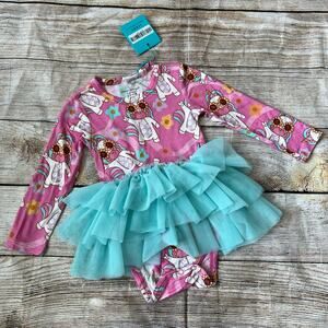 NWT Posh Peanut Edie Long Sleeve Tulle Dress Pink Unicorn (12-18M)